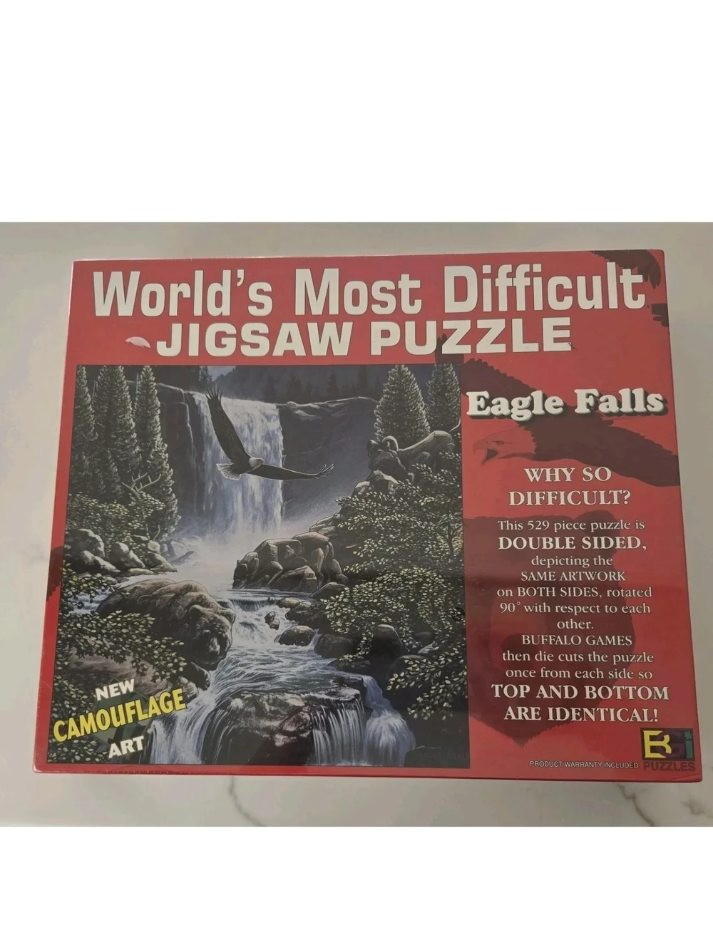 Worlds Most Difficult Puzzle Camouflage Art 529 Pieces Double Sided Eagle Falls